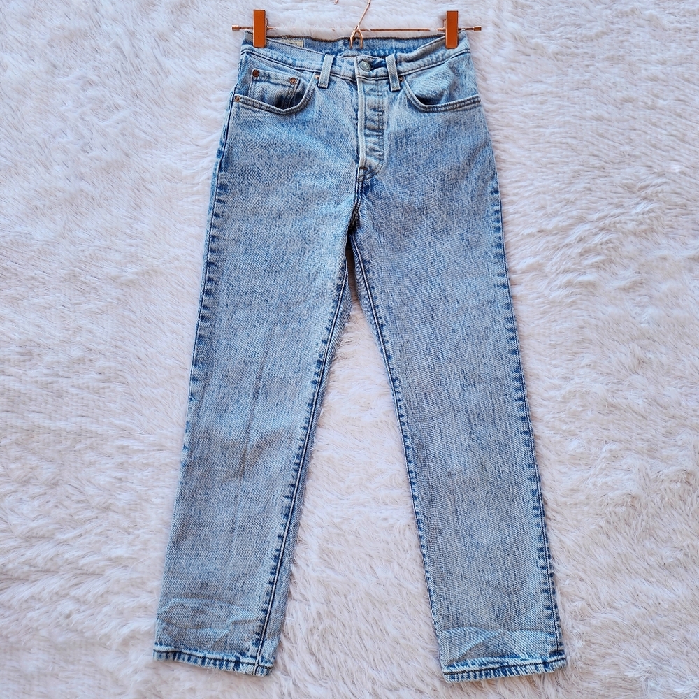 Levi 501 Acid Washed Straight Leg Jeans